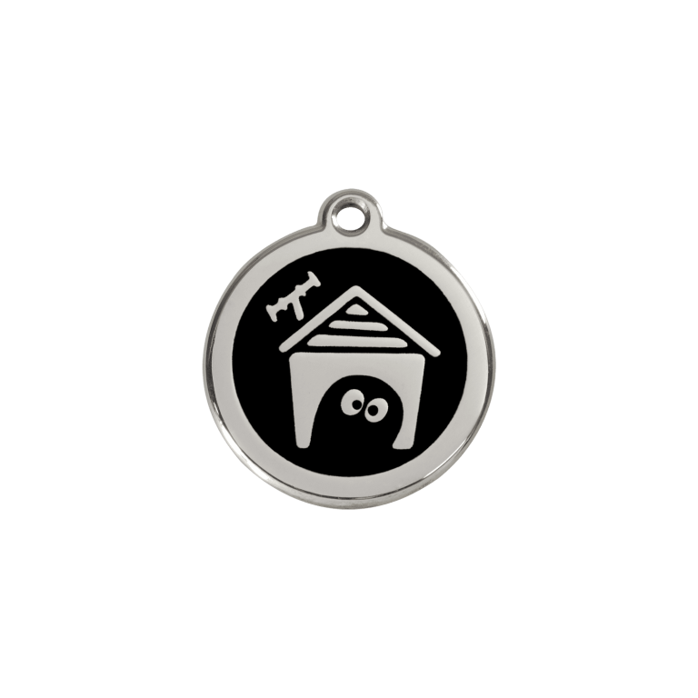 Vue avant - Médaille personnalisée pour chien/chat Red Dingo Émail/Acier inoxydable - Motif Niche - Noir - Größe S