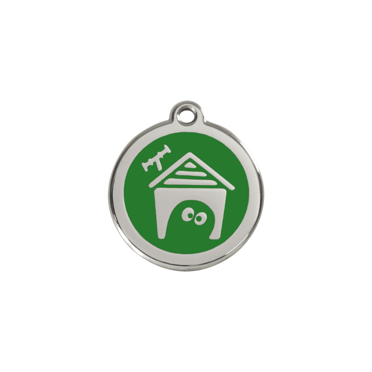 Vue avant - Médaille personnalisée pour chien/chat Red Dingo émail/acier inoxydable - Motif Niche - Vert - Größe S