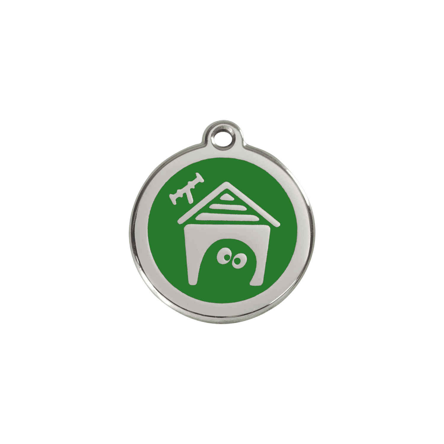 Vue avant - Médaille personnalisée pour chien/chat Red Dingo émail/acier inoxydable - Motif Niche - Vert - Größe S