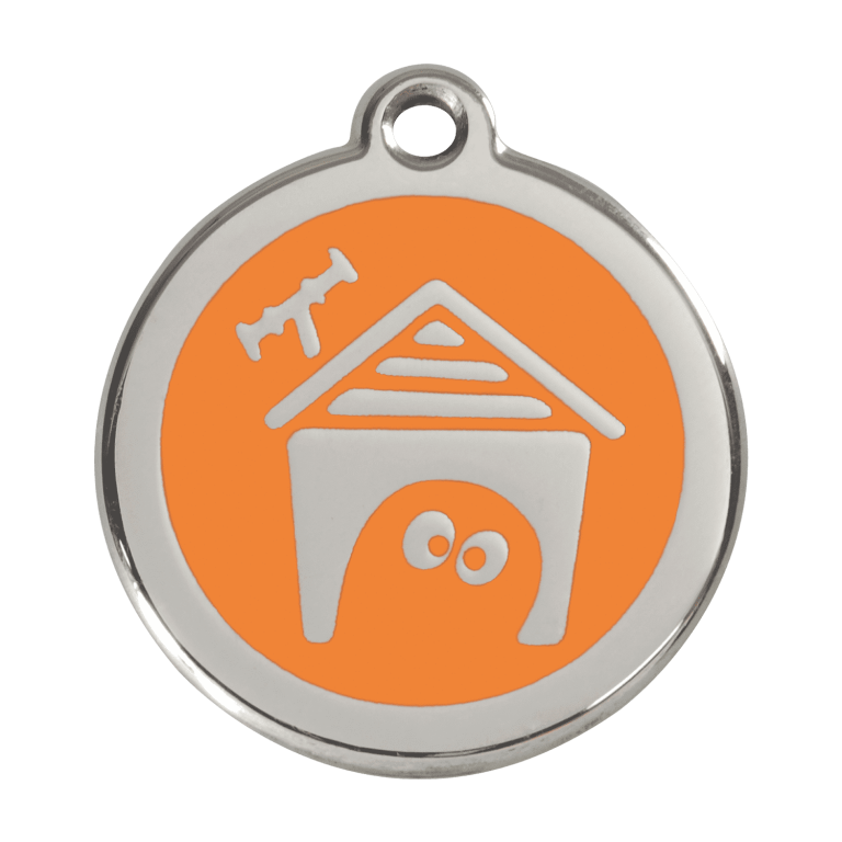 Vue avant - Médaille personnalisée pour chien Red Dingo en émail et acier inoxydable - Orange - Größe L