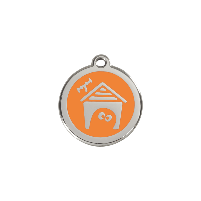Vue avant - Médaille personnalisable Red Dingo en émail et acier inoxydable - Orange - Größe S