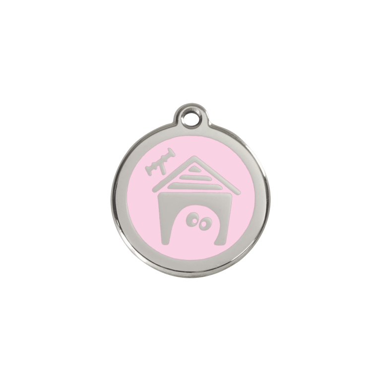 Vue avant - Médaille personnalisée pour chien/chat Red Dingo Émail/Acier inoxydable Rose S 20.00mm