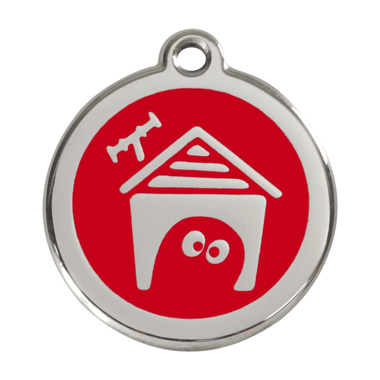 Vue avant - Médaille personnalisée pour chien Red Dingo en émail et acier inoxydable - Rouge - Größe L