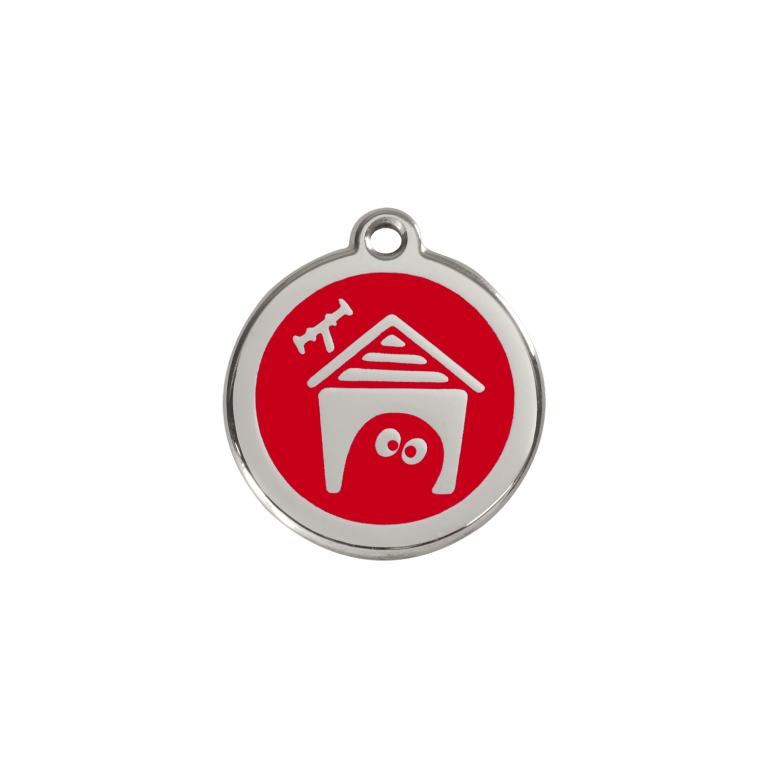 Vue avant - Médaille personnalisée pour chien/chat Red Dingo Émail/Acier inoxydable - Motif Niche - Rouge - Größe S