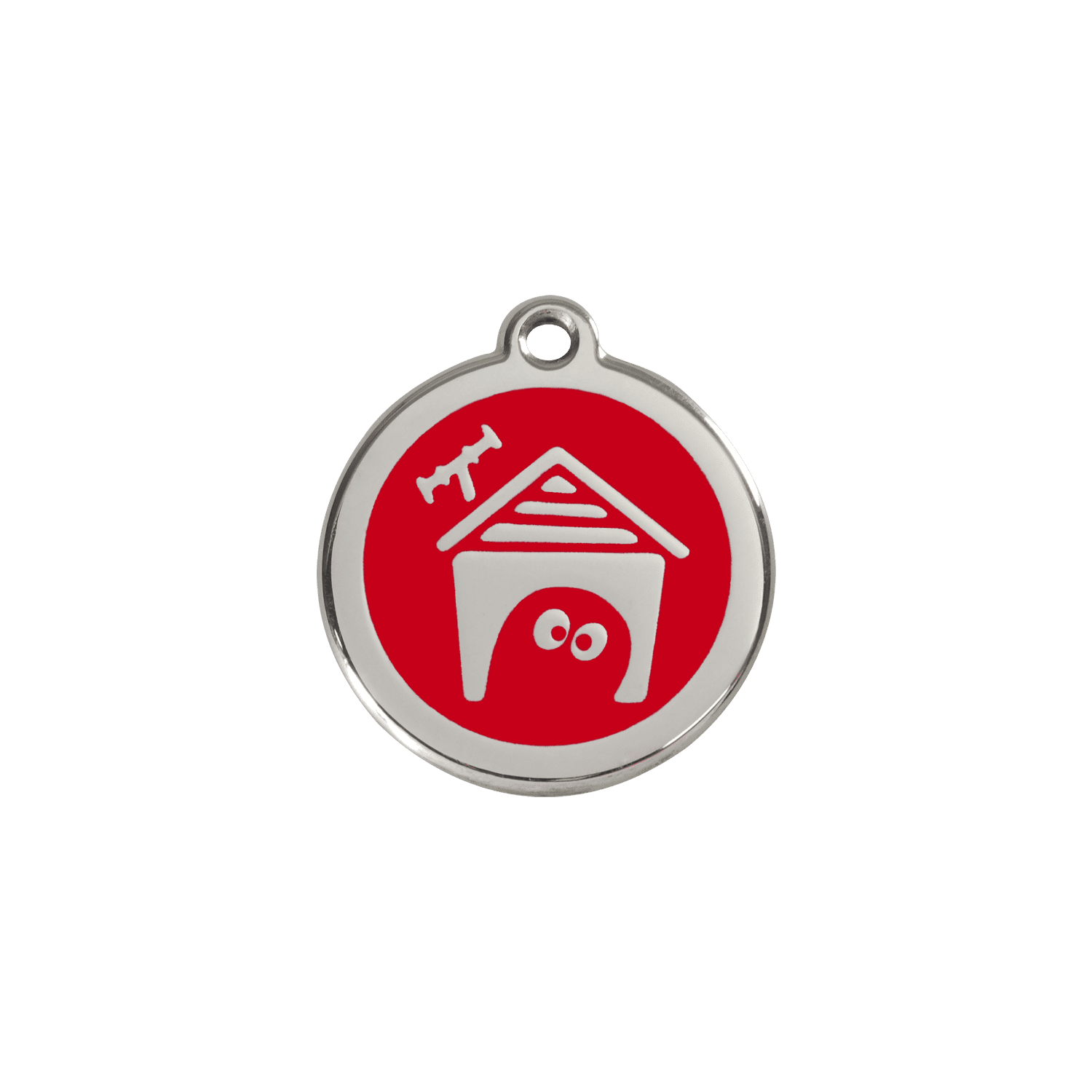 Vue avant - Médaille personnalisée pour chien/chat Red Dingo Émail/Acier inoxydable - Motif Niche - Rouge - Größe S
