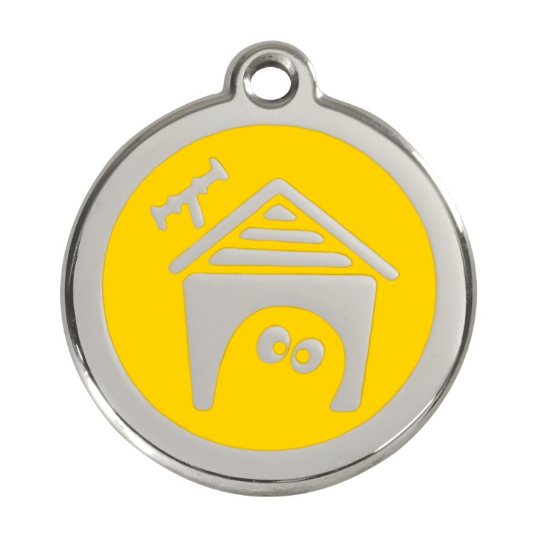 Vue avant - Médaille personnalisée pour chien Red Dingo en émail jaune - Größe L 38.00mm