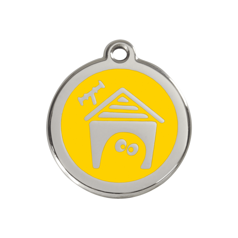 Vue avant - Médaille personnalisée pour chien Red Dingo Émail/Acier Jaune M 30mm - 01-DH-YE-ME