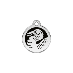 Katzenmarke Drache aus Emaille und Edelstahl, Größe S
