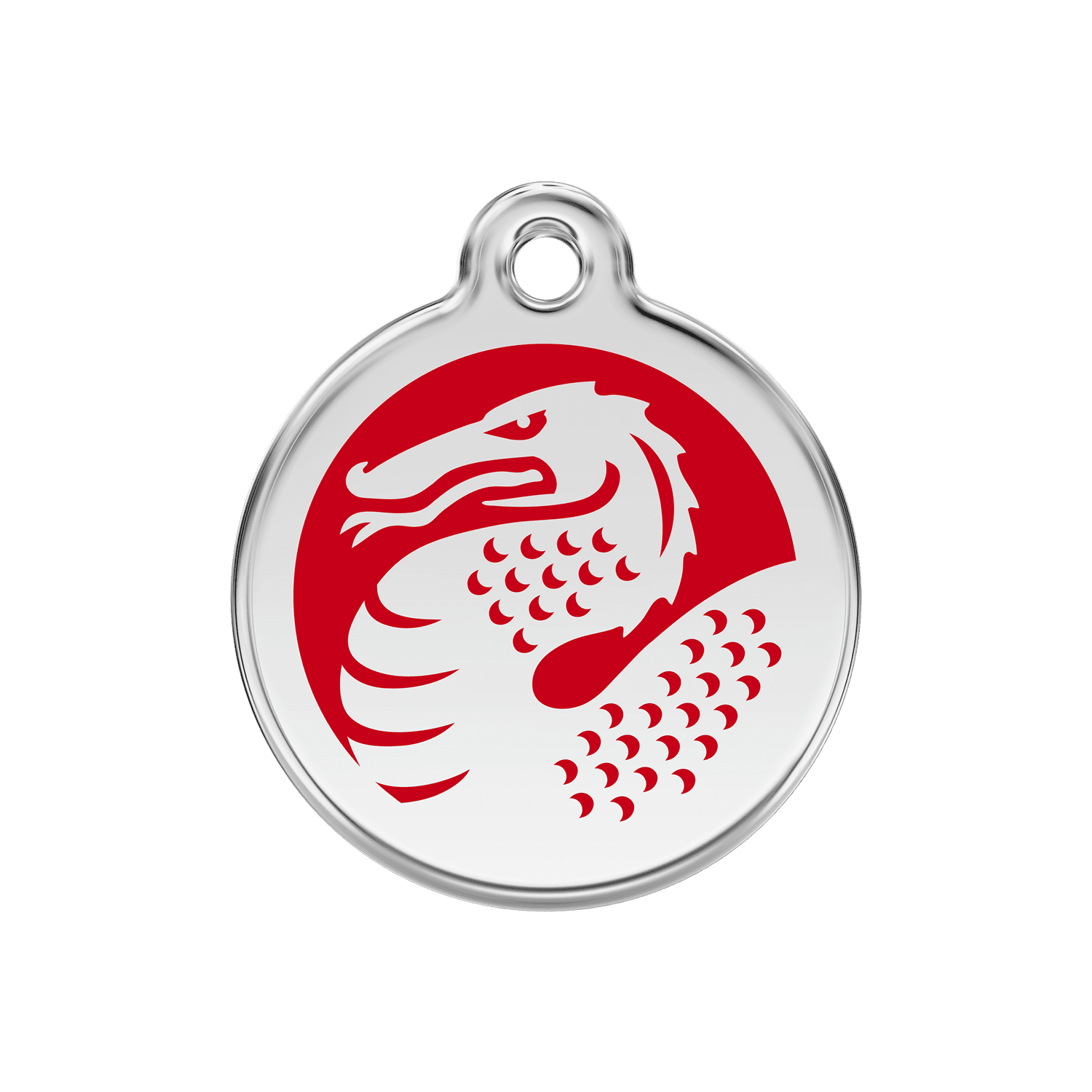 Vue avant - Médaille personnalisée pour chien Red Dingo Dragon en émail et acier inoxydable - Rouge - Größe M