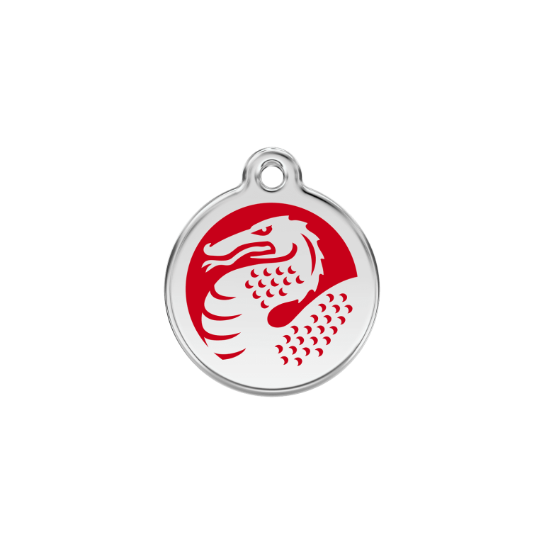 Vue avant - Médaille personnalisable Red Dingo Dragon Rouge S 20.00mm - Pour chien/chat - Réf : 01-DR-RE-SM