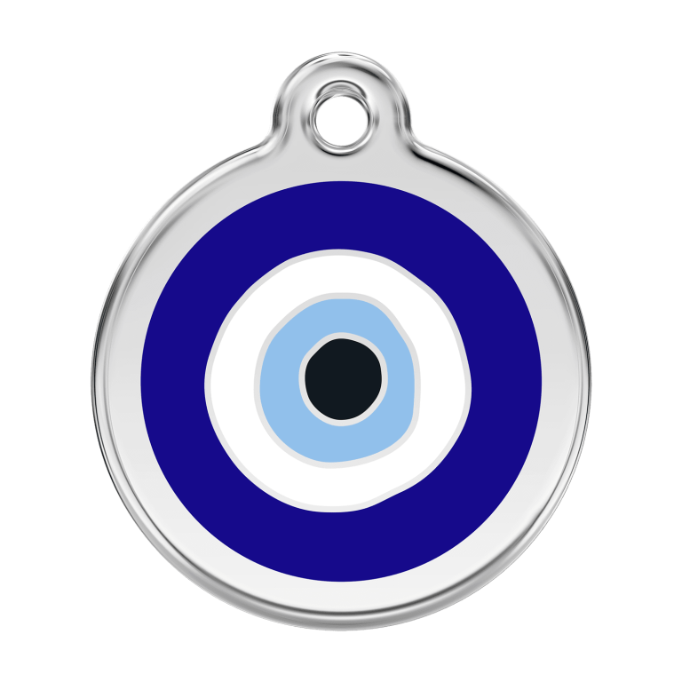 Vue avant - Médaille personnalisée Red Dingo Émail et acier inoxydable - Mauvais ?il - Bleu foncé - Größe L