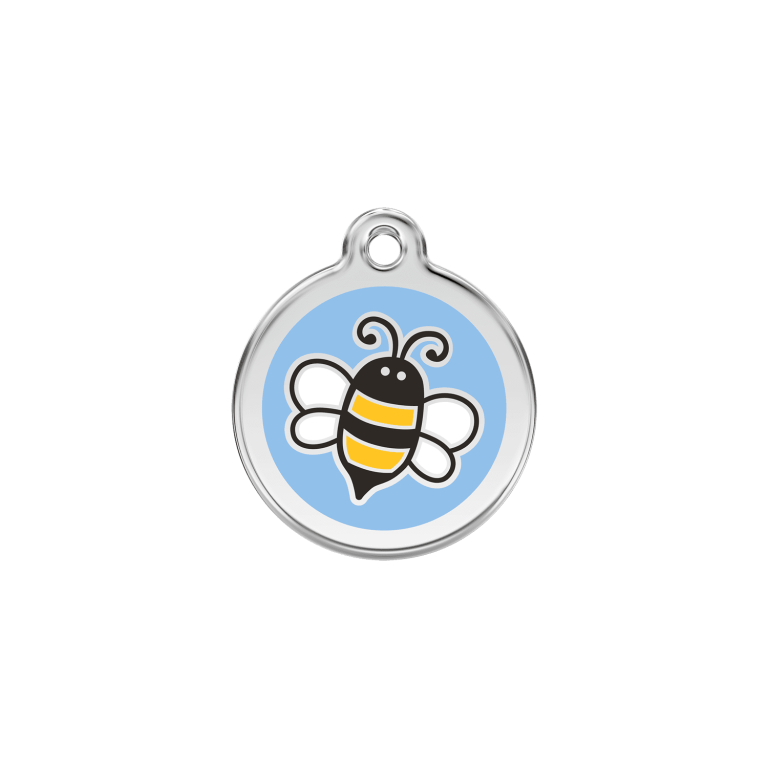 Vue avant - Médaille personnalisée pour chat Red Dingo Émail et acier inoxydable Bourdon Bleu clair - Größe S