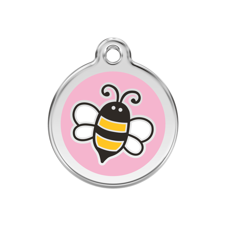 Vue avant - Médaille personnalisée pour chien Red Dingo Émail et acier inoxydable Bourdon Rose M - 30.00 16.1 G