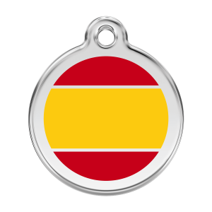 Hundemarke groß mit gelber spanischer Flagge aus Emaille und Edelstahl