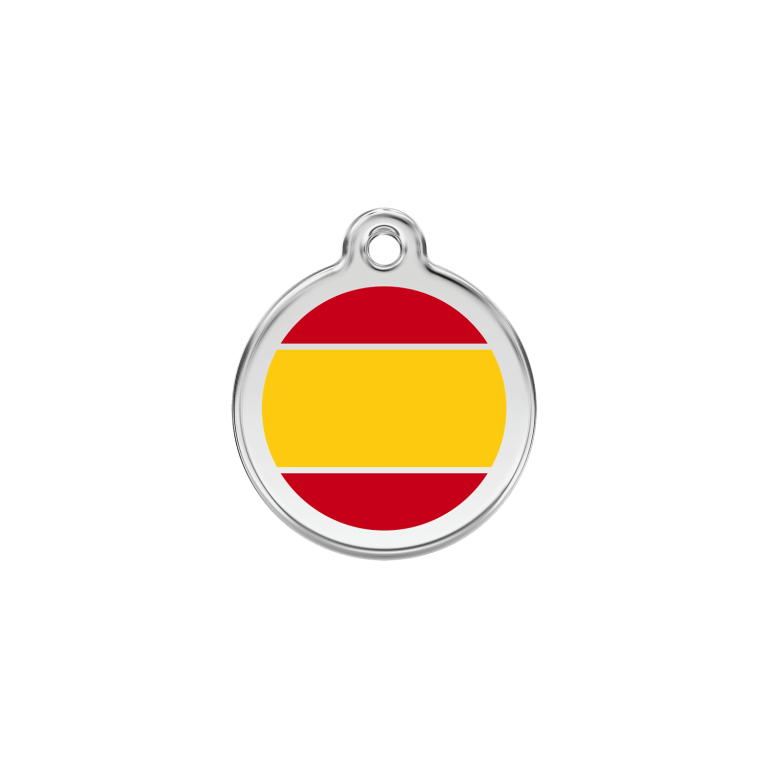 Vue avant - Médaille personnalisée pour chien/chat Red Dingo - Drapeau espagnol jaune - Größe S - 20.00mm - 7g
