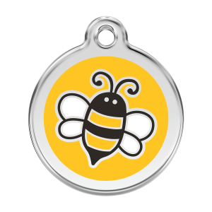 Gelbe Hummel Hundemarke L aus Emaille und Edelstahl