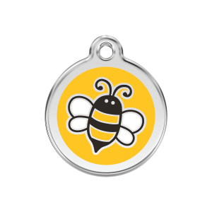 Gelbe Hummel Hundemarke aus Emaille und Edelstahl Größe M
