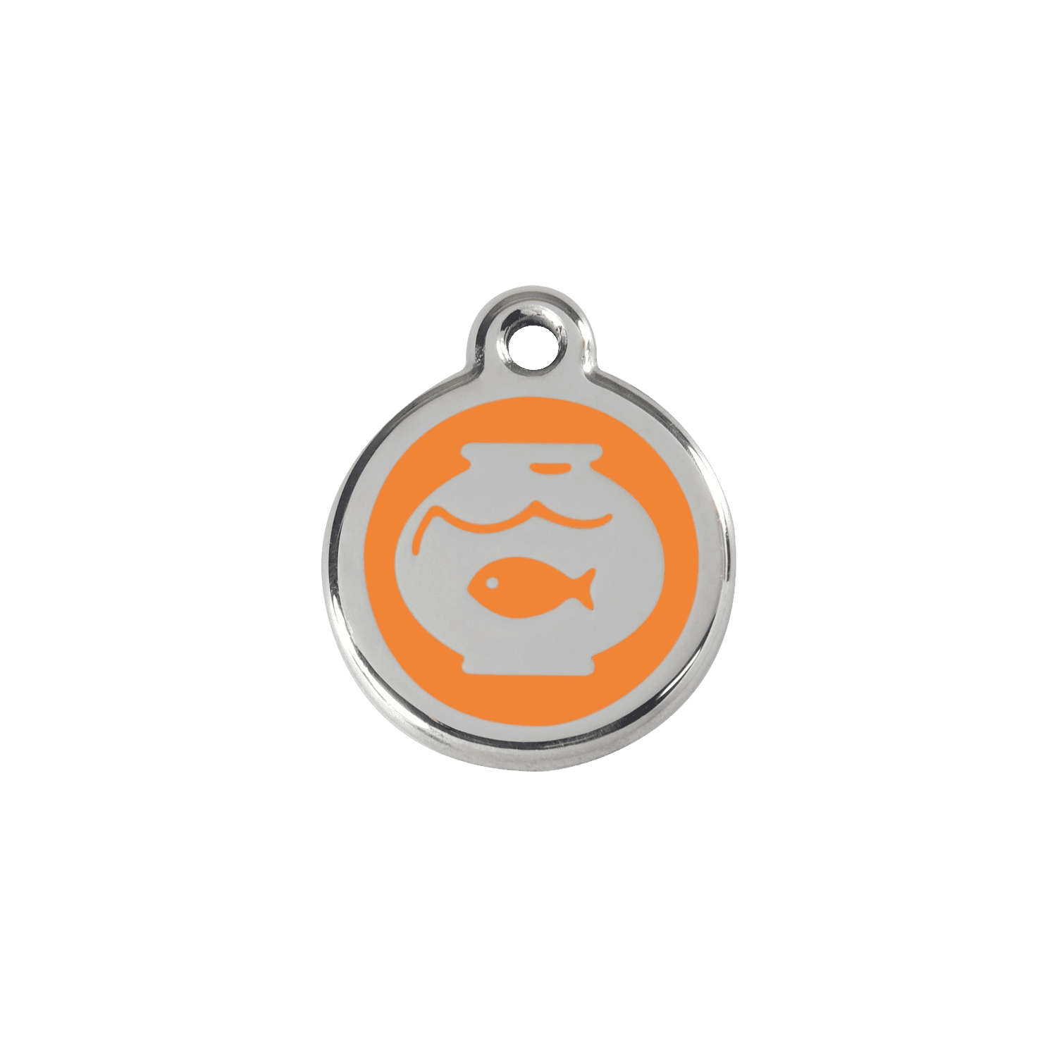Vue avant - Médaille personnalisée pour chien/chat Red Dingo Émail/Acier Inoxydable Orange 20mm - 01-FB-OR-SM