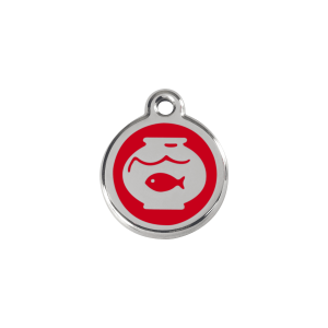 Katzenmarke Fischglas Rot S aus Emaille und Edelstahl