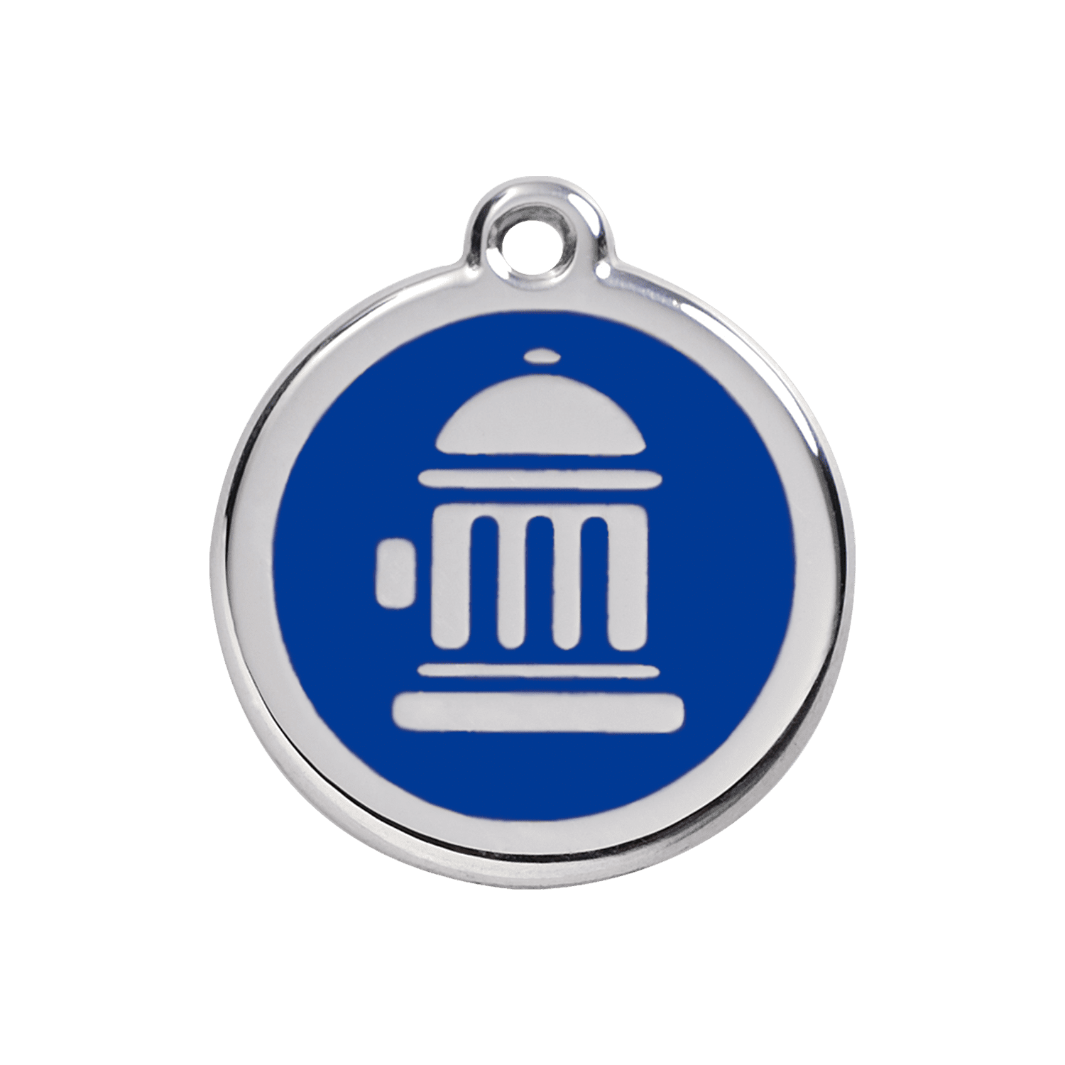 Vue avant - Médaille personnalisée pour chien ou chat - Red Dingo - Bouche d'incendie - Bleu foncé - Größe M