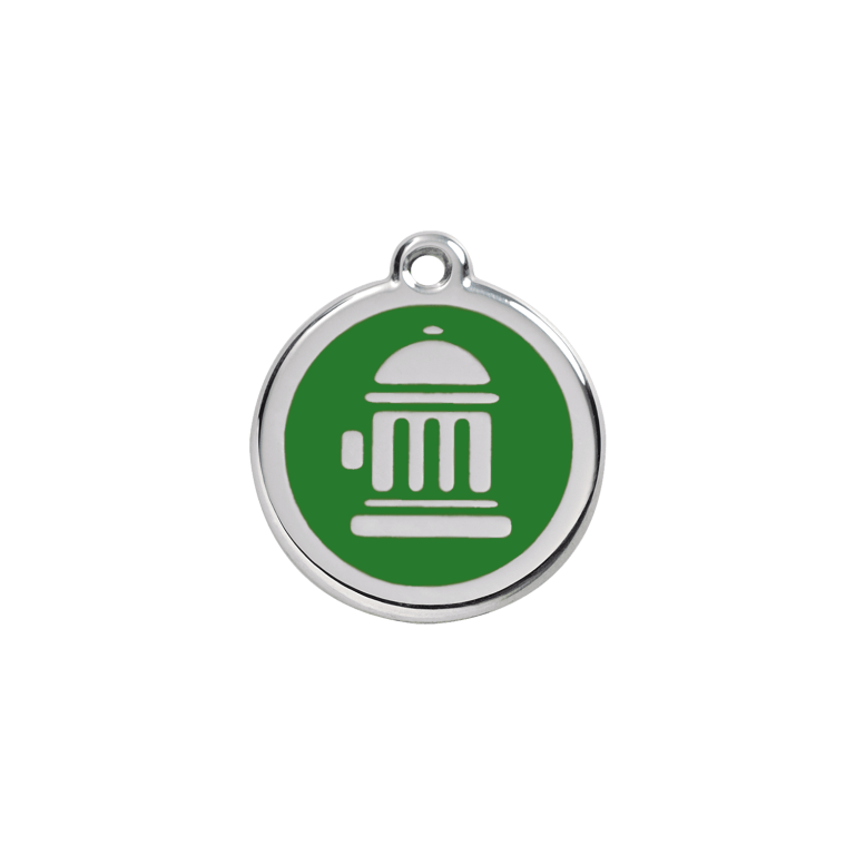 Vue avant - Médaille personnalisée pour chien/chat Red Dingo Émail et acier inoxydable - Bouche d'incendie vert - Größe S