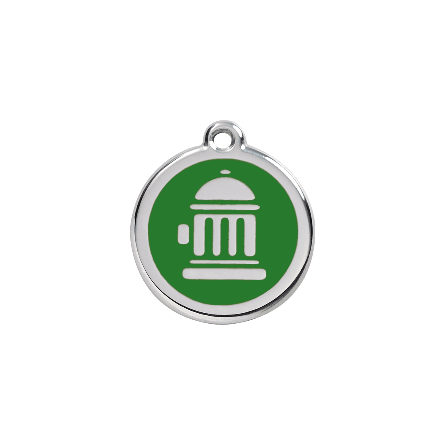 Vue avant - Médaille personnalisée pour chien/chat Red Dingo Émail et acier inoxydable - Bouche d'incendie vert - Größe S