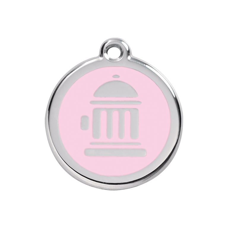 Vue avant - Médaille personnalisée Red Dingo Émail et acier inoxydable - Bouche d'incendie rose - Größe M