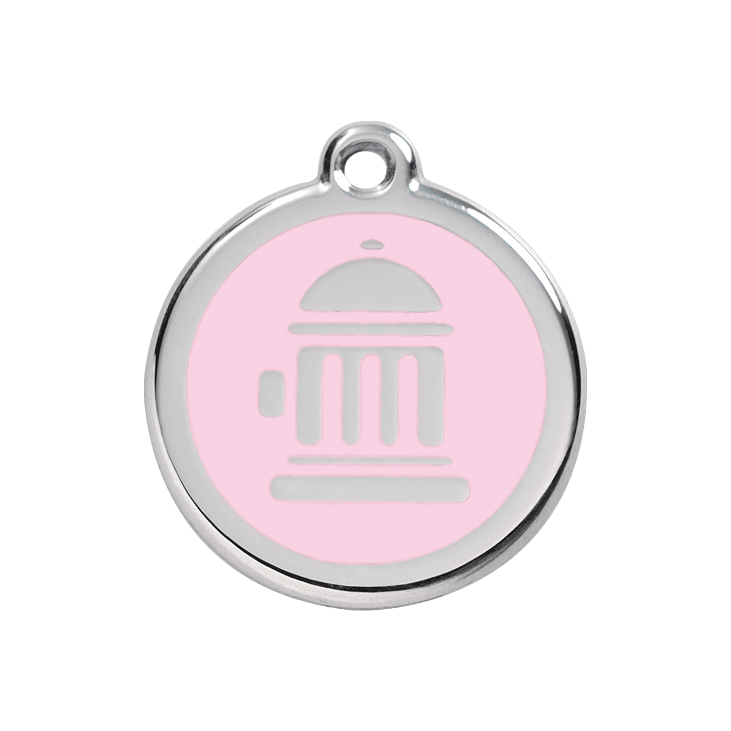 Vue avant - Médaille personnalisée Red Dingo Émail et acier inoxydable - Bouche d'incendie rose - Größe M