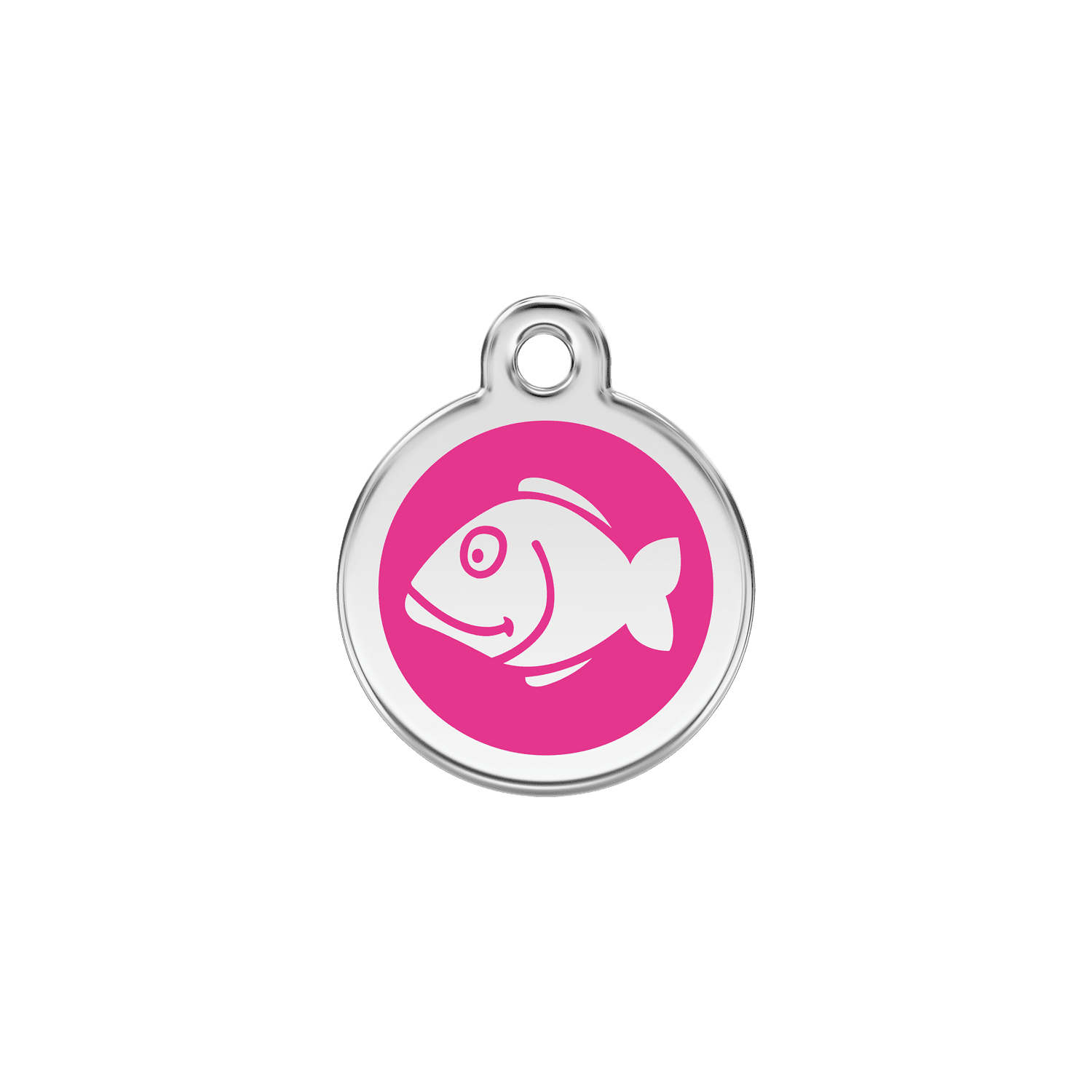 Vue avant - Médaille personnalisée pour chien/chat Red Dingo Émail/Acier inoxydable Poisson Rose vif S 20.00 7G