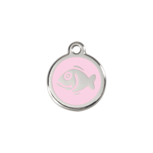 Hundemarke Fisch Klein aus Emaille und Edelstahl in Rosa
