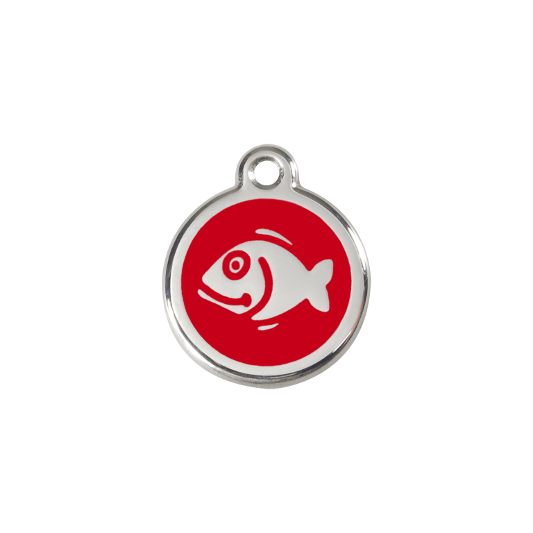 Vue avant - Médaille personnalisée pour chien/chat Red Dingo Émail et acier inoxydable Poisson Rouge - Größe S