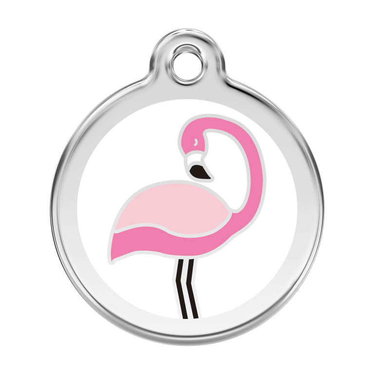 Vue avant - Médaille personnalisable pour chien Red Dingo Flamant Blanc L 38.00mm - Référence 01-FM-WT-LG