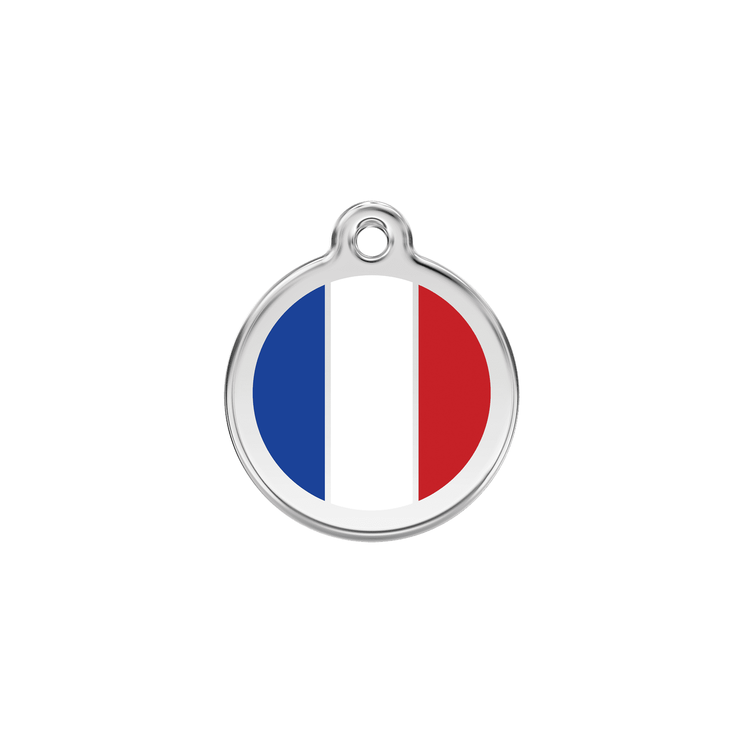 Vue avant - Médaille personnalisée pour chien/chat Red Dingo - Drapeau français - Blanc - Größe S