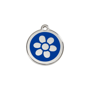 Katzenmarke Blume Dunkelblau aus Emaille und Edelstahl, Klein