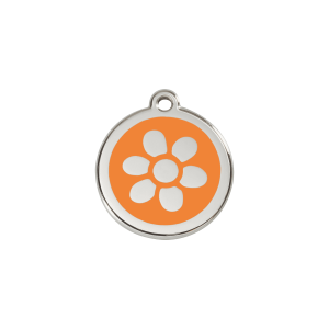 Katzenmarke Blume Orange aus Emaille und Edelstahl, Klein