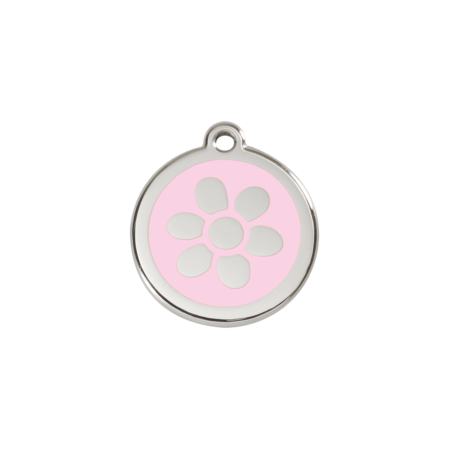Vue avant - Médaille personnalisée Red Dingo Émail et acier inoxydable - Motif Fleur - Rose - Größe S