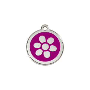 Katzenmarke Blume aus violettem Emaille, Klein 20 mm