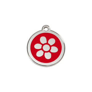 Katzenmarke Blume aus rotem Emaille, Klein 20 mm