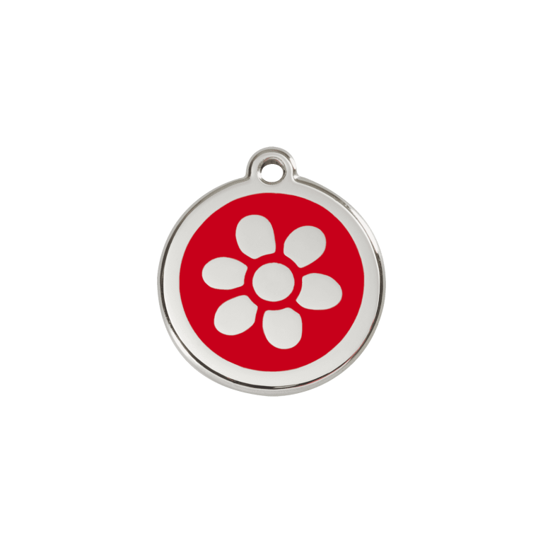 Vue avant - Médaille personnalisée pour chien/chat Red Dingo Émail/Acier inoxydable Fleur Rouge S 20.00 7G