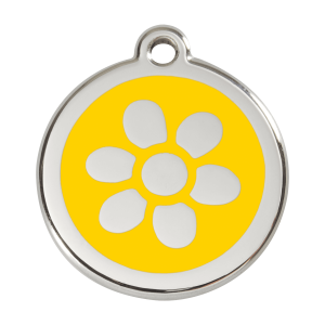 Hundemarke groß mit gelber Emaille-Blume