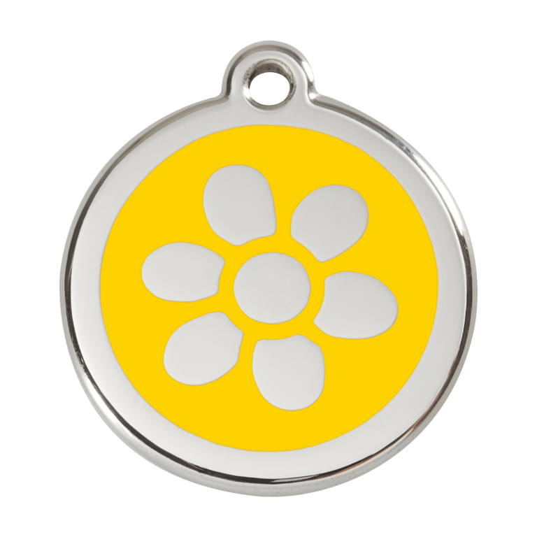 Vue avant - Médaille personnalisée pour chien Red Dingo Émail et acier inoxydable Jaune - Größe L