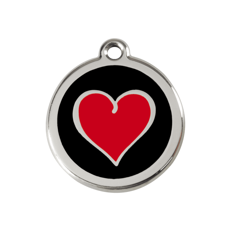 Vue avant - Médaille personnalisée pour chien Red Dingo - Coeur noir - Größe M
