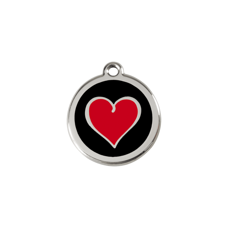 Vue avant - Médaille personnalisable pour chien/chat Red Dingo cœur noir - Größe S 20.00mm - Gravure incluse