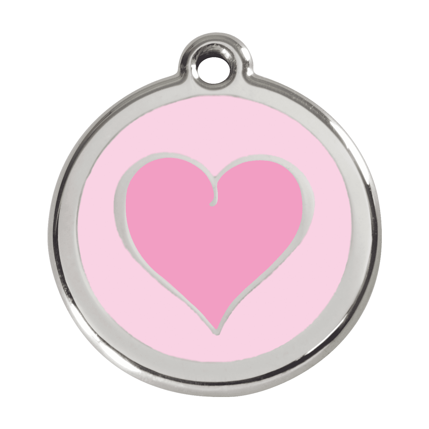 Vue avant - Médaille personnalisée pour chien Red Dingo Émail et acier inoxydable - Motif coeur rose - Größe L