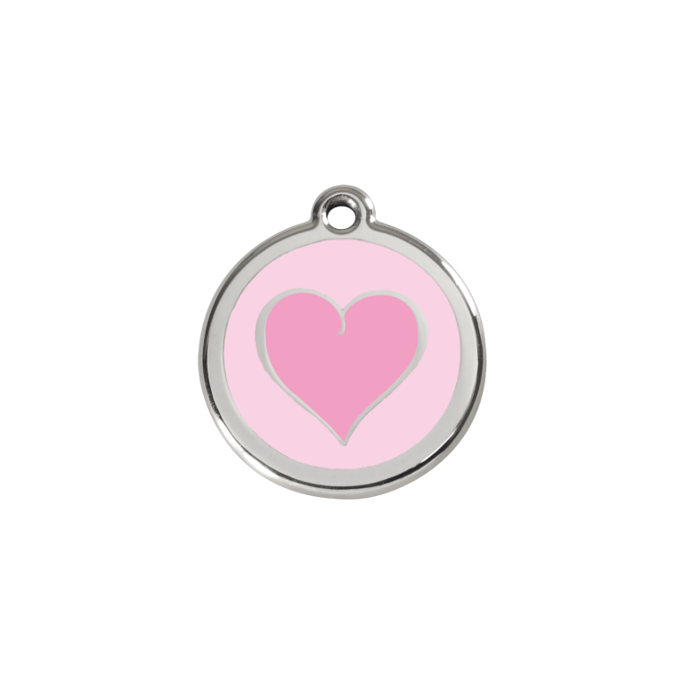 Vue avant - Médaille personnalisée pour chien/chat Red Dingo cœur rose émail/acier inoxydable 20.00mm - Größe S - Rose
