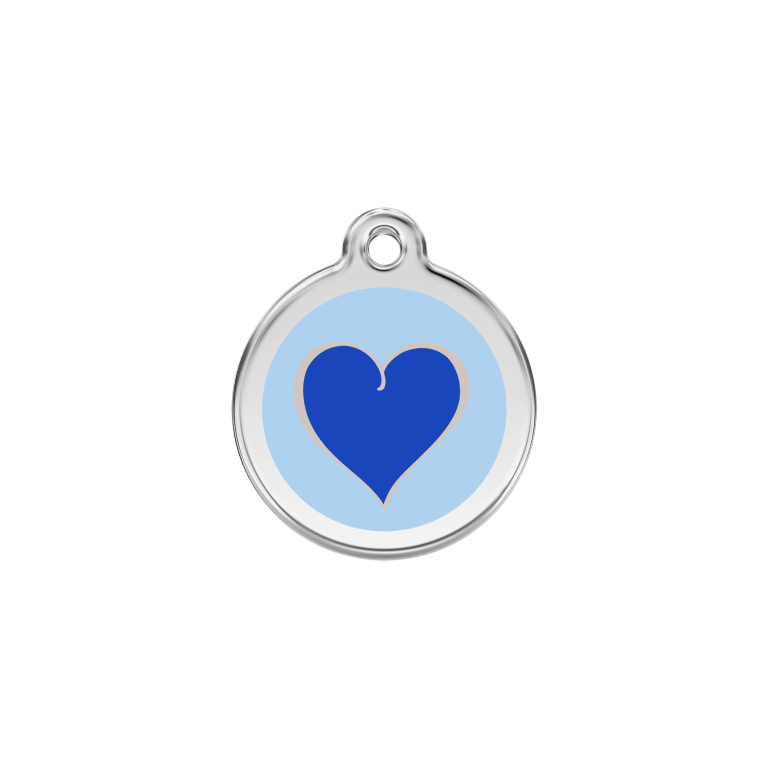 Vue avant - Médaille personnalisée pour chien/chat Red Dingo Coeur Marine Bleu foncé 20mm