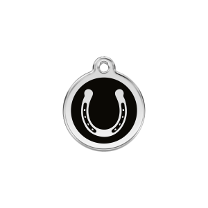 Katzenmarke Hufeisen Schwarz Emaille Edelstahl Klein