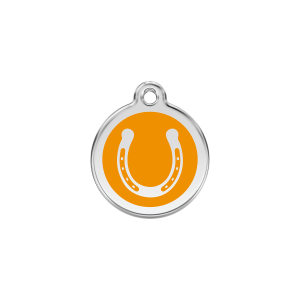 Katzenmarke Hufeisen Orange Emaille Edelstahl Klein