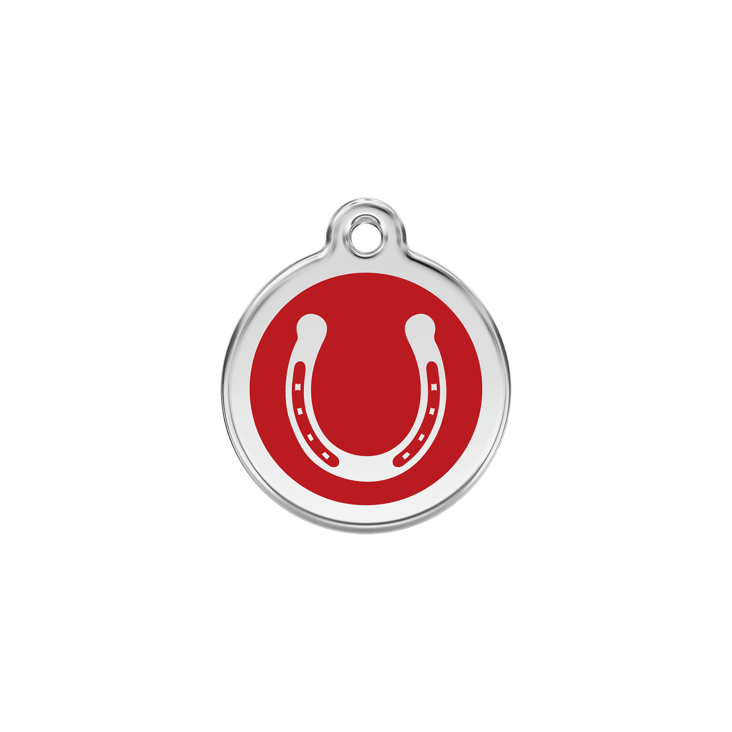 Vue avant - Médaille personnalisable Red Dingo Émail/Acier inoxydable - Fer à cheval - Rouge - Größe S