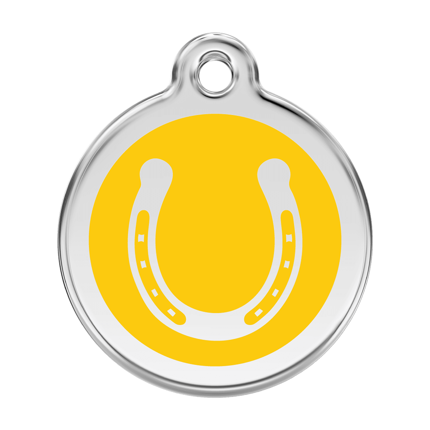 Vue avant - Médaille personnalisée pour chien Red Dingo Émail et acier inoxydable Jaune Größe L 38.00mm